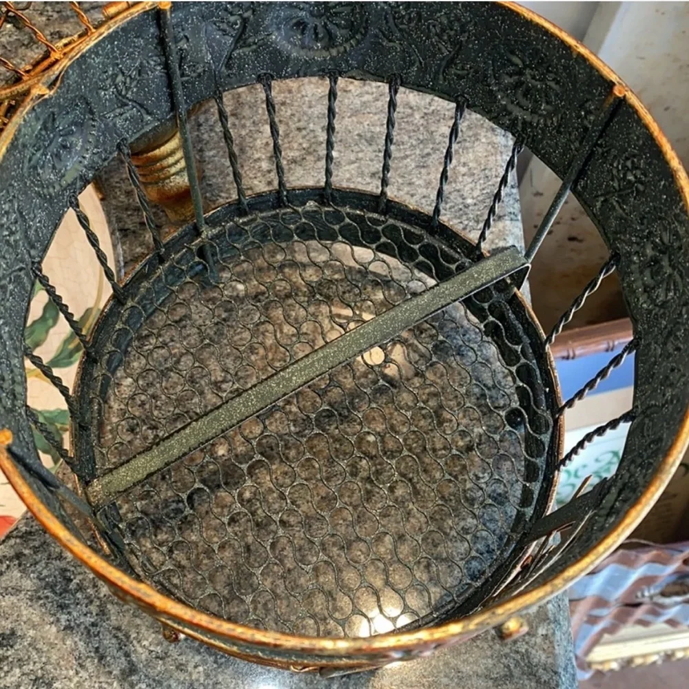 VINTAGE Gilded Bird Cage Metal Home Accent in Copper and Bronze, EUC